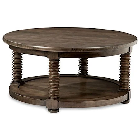 Transitional Solid Wood Round Cocktail Table